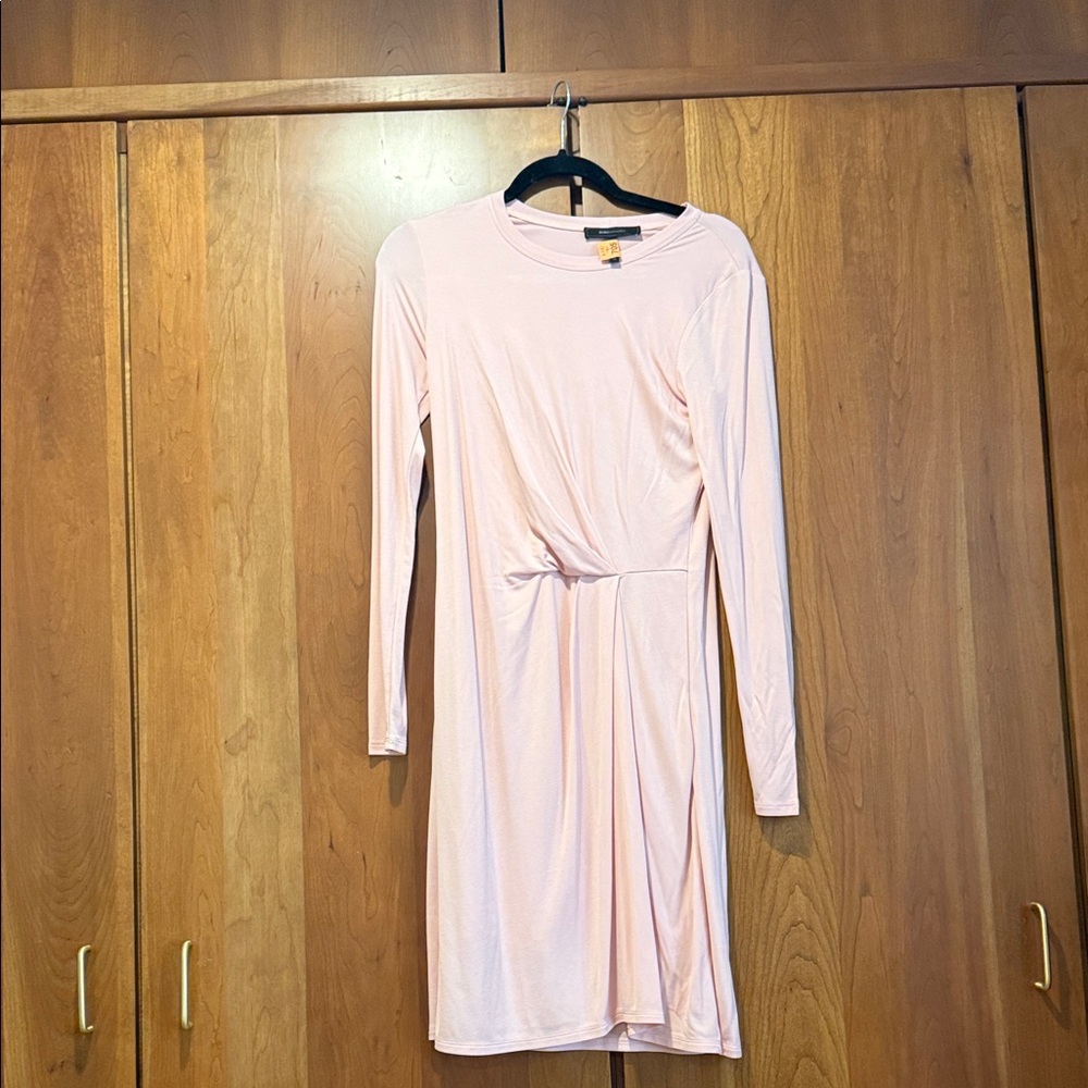 BCBG Light Pink Long Sleeve Twist-Waist Dress - Women